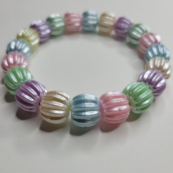 NWT Shiny Pastel Dinner Mint Stretch Bracelet Blue, Purple, Yellow, Pink, Green - Picture 1 of 7